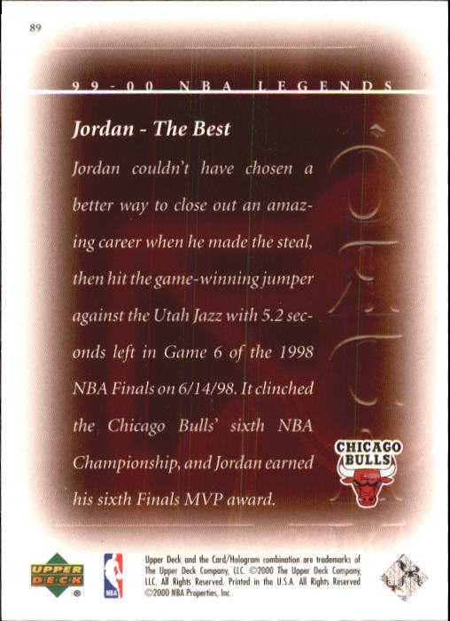 2000 Upper Deck Century Legends #89 Michael Jordan TB back image