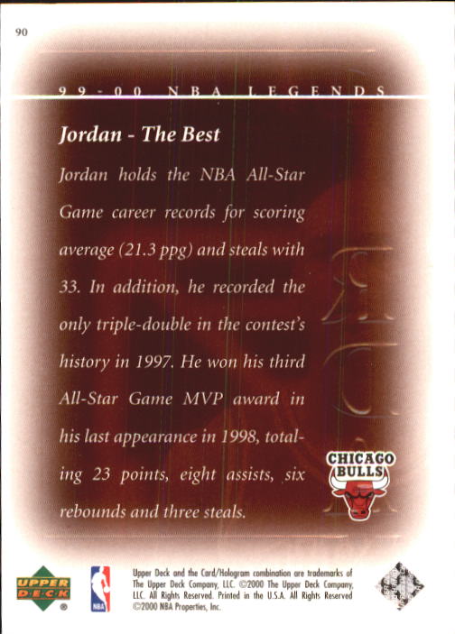 2000 Upper Deck Century Legends #90 Michael Jordan TB back image