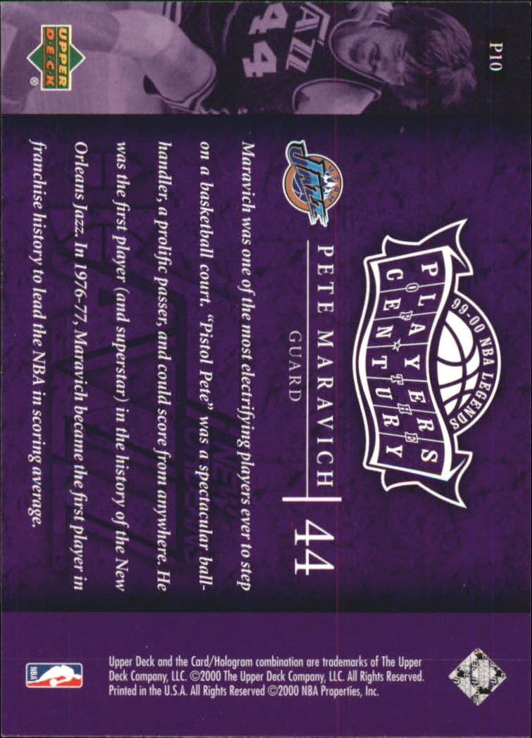 2000 Upper Deck Century Legends Players of the Century #P10 Pete Maravich back image