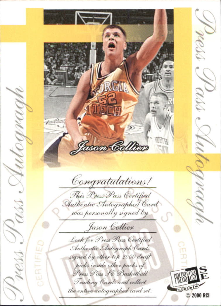 2000 Press Pass SE Autographs #5 Jason Collier back image