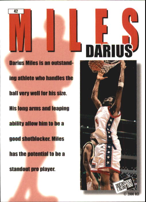 2000 Press Pass #42 Darius Miles PP back image