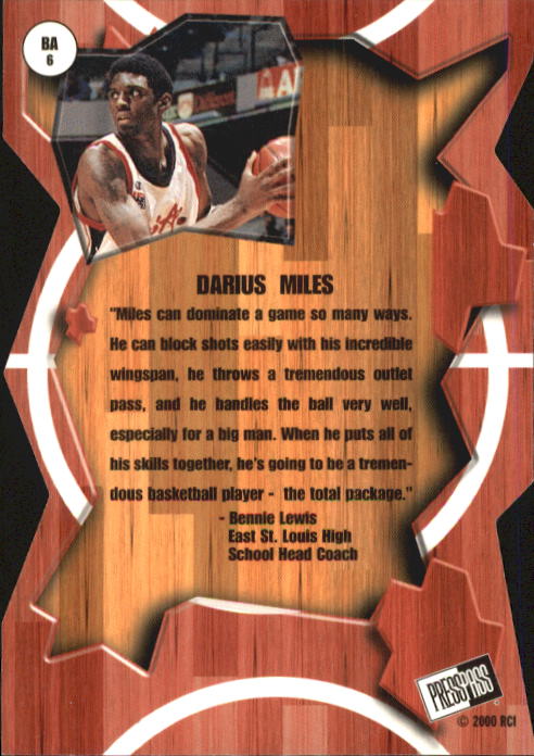 2000 Press Pass Breakaway #BA6 Darius Miles back image