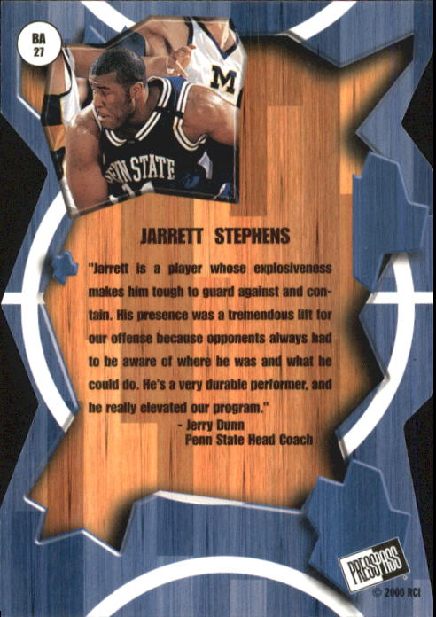2000 Press Pass Breakaway #BA27 Jarrett Stephens back image