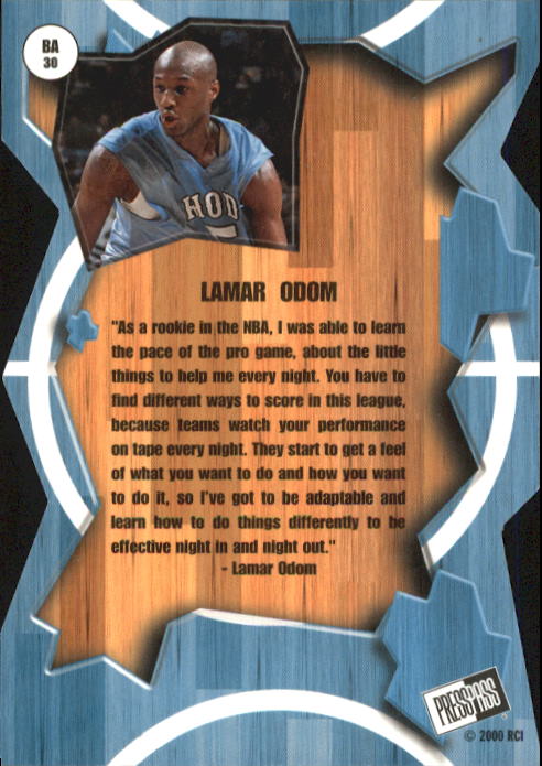 2000 Press Pass Breakaway #BA30 Lamar Odom back image