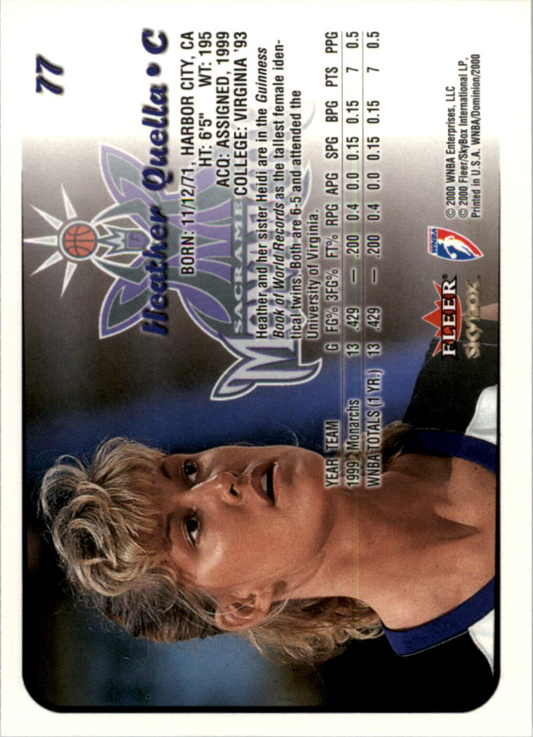 A3865- 2000 SkyBox Dominion WNBA Bk 1-156 +Inserts -You Pick- 15+ FREE US SHIP - Picture 149 of 331