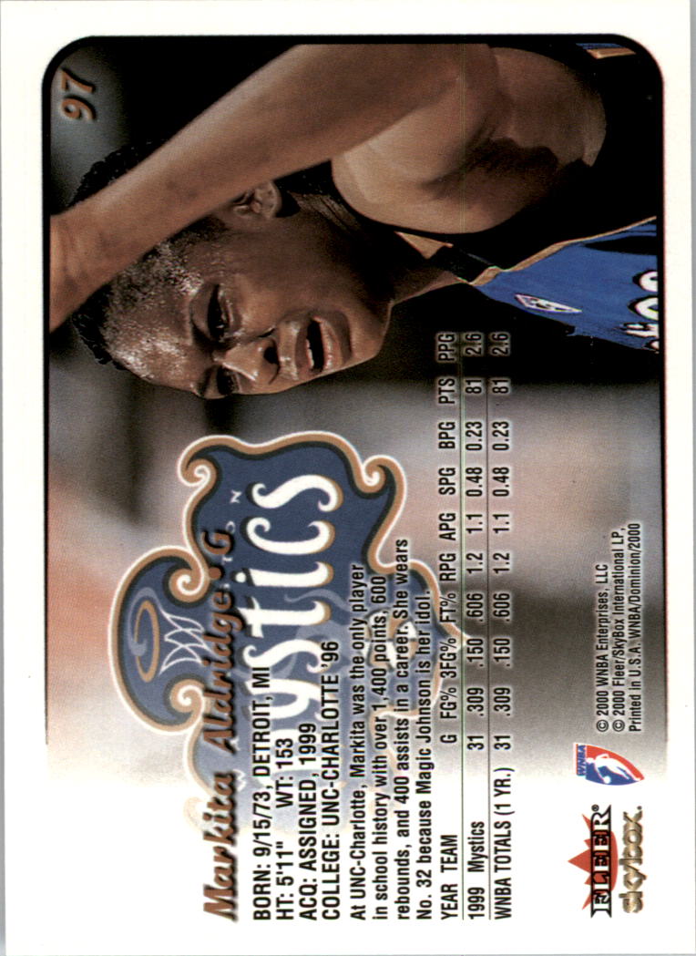A3865- 2000 SkyBox Dominion WNBA Bk 1-156 +Inserts -You Pick- 15+ FREE US SHIP - Picture 185 of 331