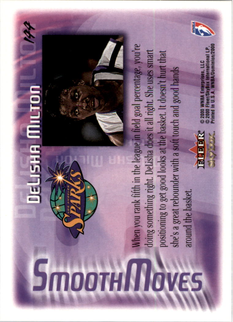 2000 SkyBox Dominion WNBA #144 DeLisha Milton SM back image