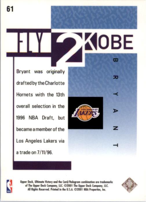 2000-01 Upper Deck Ultimate Victory #61 Kobe Bryant FLY 2 Los