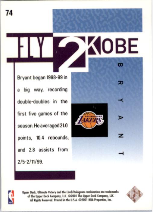 2000-01 Ultimate Victory #74 Kobe Bryant FLY back image