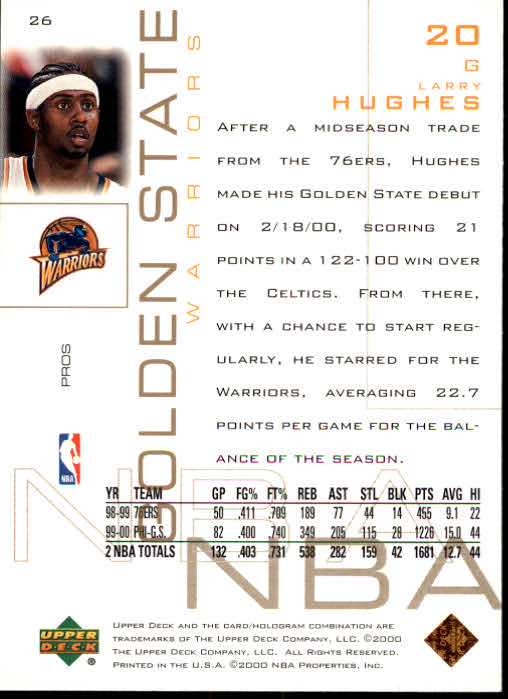 2000-01 Upper Deck Pros and Prospects #26 Larry Hughes back image