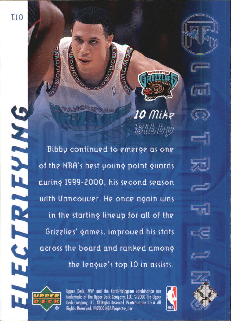 2000-01 Upper Deck MVP Electrifying #E10 Mike Bibby back image