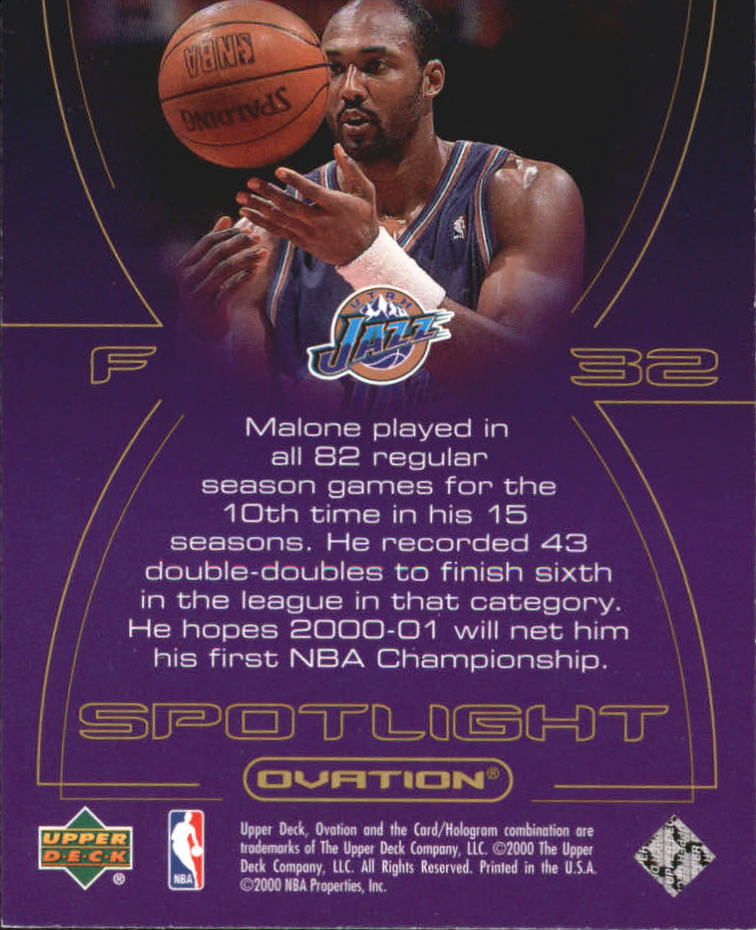 2000-01 Upper Deck Ovation Spotlight #OS8 Antonio McDyess back image