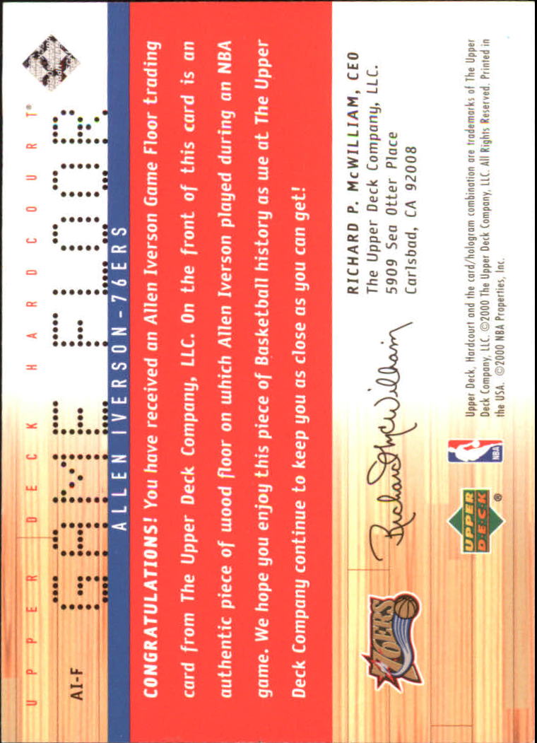 2000-01 Upper Deck Hardcourt Game Floor #AIF Allen Iverson back image
