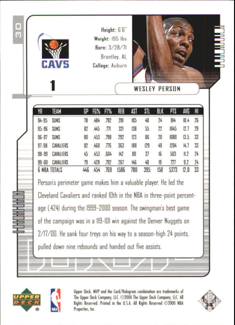 2000-01 Upper Deck MVP Basketball Silver Script Parallel Singles - You Choose - Bild 55 von 351