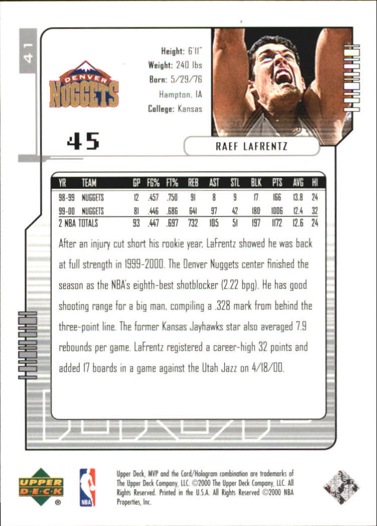 2000-01 Upper Deck MVP Basketball Silver Script Parallel Singles - You Choose - Bild 71 von 351