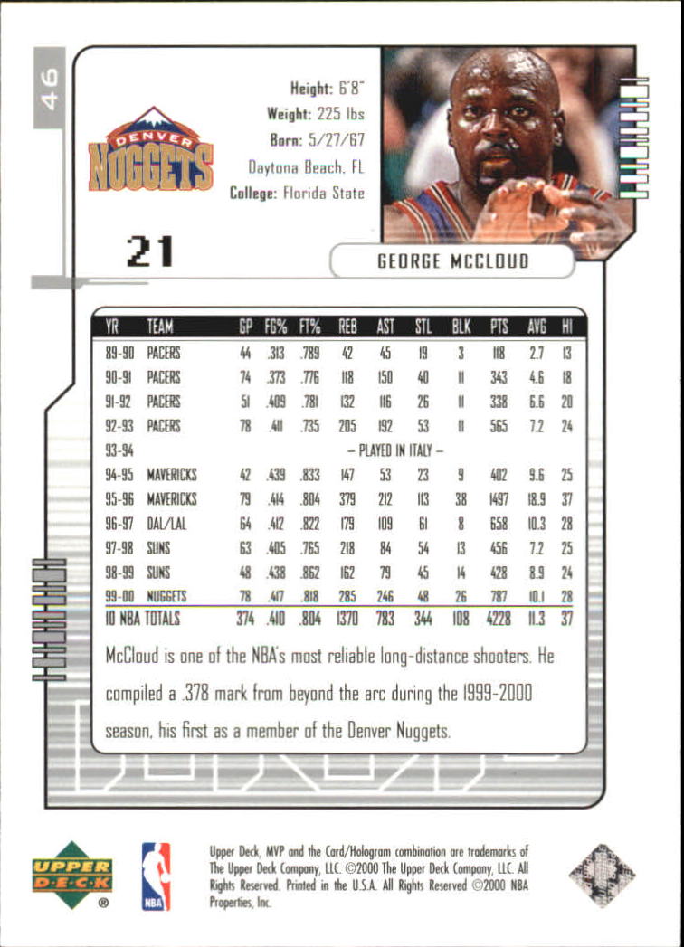 2000-01 Upper Deck MVP Basketball Silver Script Parallel Singles - You Choose - Bild 81 von 351