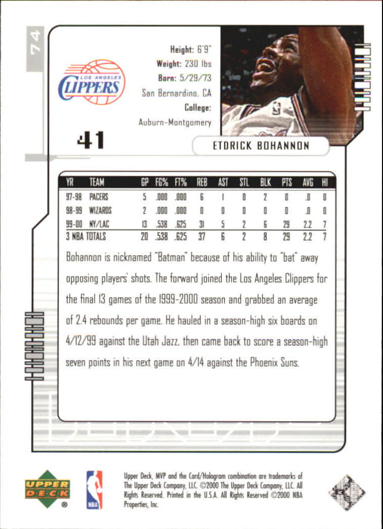 2000-01 Upper Deck MVP Basketball Silver Script Parallel Singles - You Choose - Bild 129 von 351