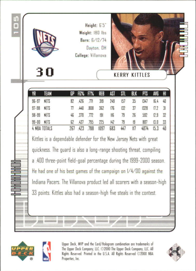 2000-01 Upper Deck MVP Basketball Silver Script Parallel Singles - You Choose - Bild 181 von 351
