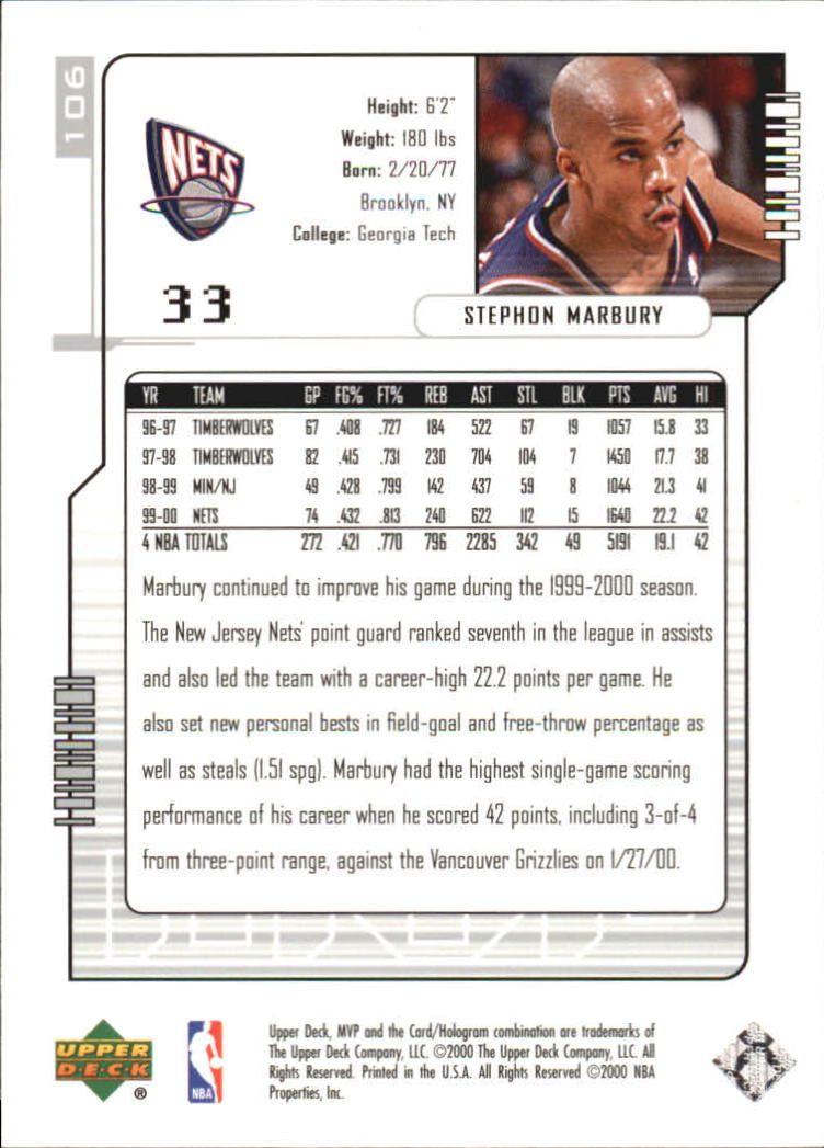 2000-01 Upper Deck MVP Basketball Silver Script Parallel Singles - You Choose - Bild 183 von 351