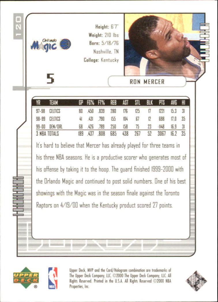 2000-01 Upper Deck MVP Basketball Silver Script Parallel Singles - You Choose - Bild 208 von 351