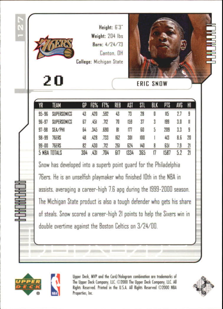 2000-01 Upper Deck MVP Basketball Silver Script Parallel Singles - You Choose - Bild 220 von 351