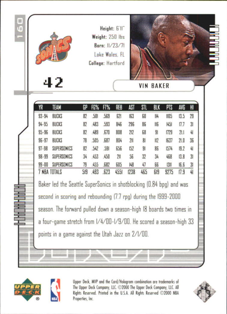 2000-01 Upper Deck MVP Basketball Silver Script Parallel Singles - You Choose - Bild 272 von 351
