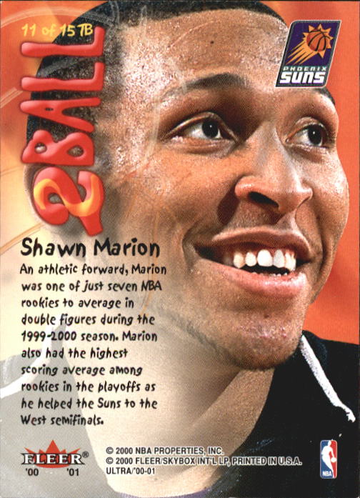 2000-01 Ultra Two Ball #TB11 Shawn Marion back image