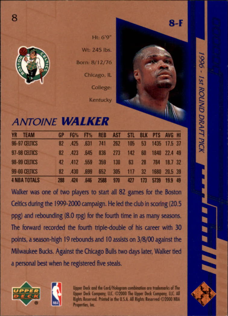 2000-01 Upper Deck #8 Antoine Walker back image