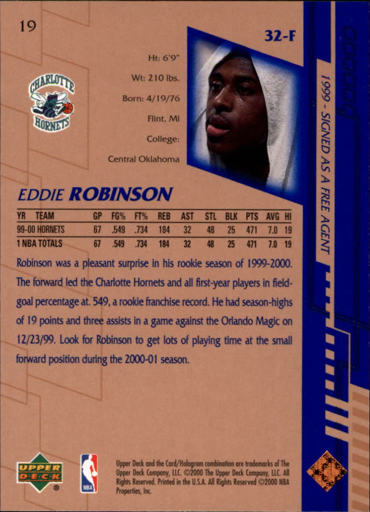 2000-01 Upper Deck #19 Eddie Robinson back image
