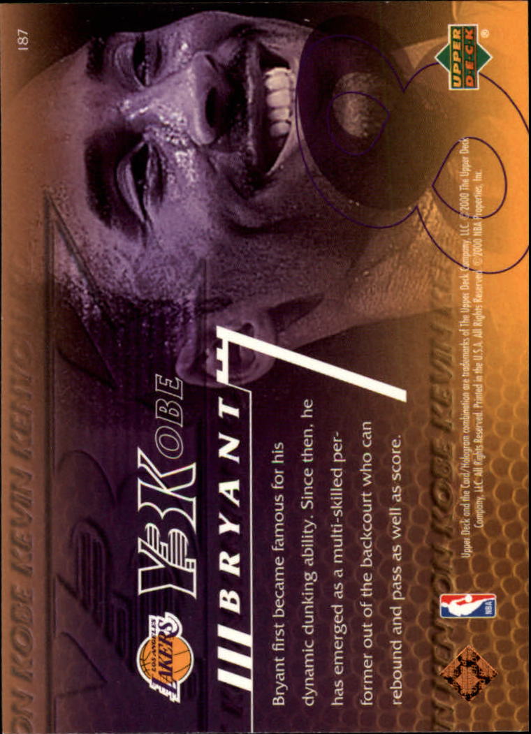 2000-01 Upper Deck #187 Kobe Bryant Y3K back image