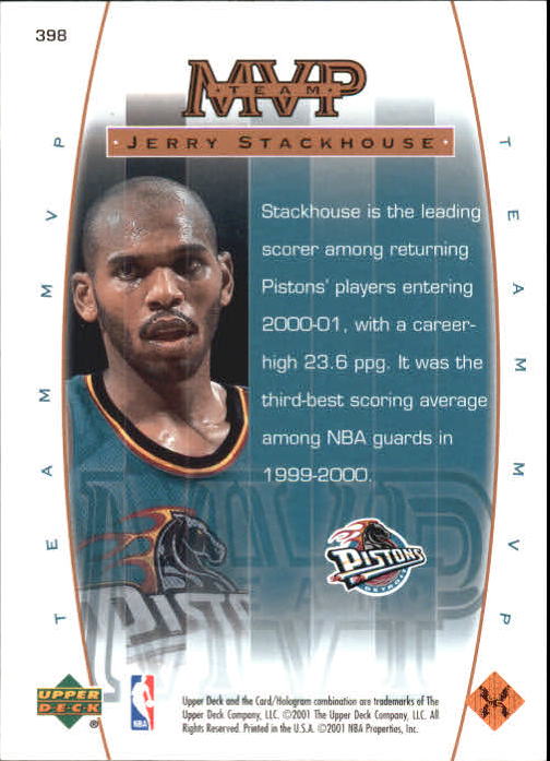 2000-01 Upper Deck #398 Jerry Stackhouse MVP back image
