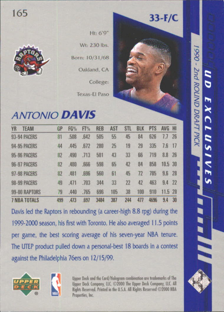 2000-01 Upper Deck Silver #165 Antonio Davis back image