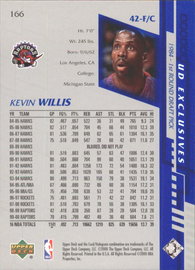 2000-01 Upper Deck Silver #166 Kevin Willis back image