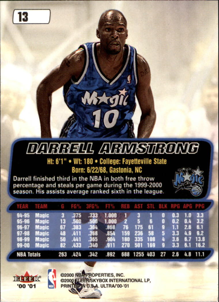 2000-01 Ultra #13 Darrell Armstrong back image