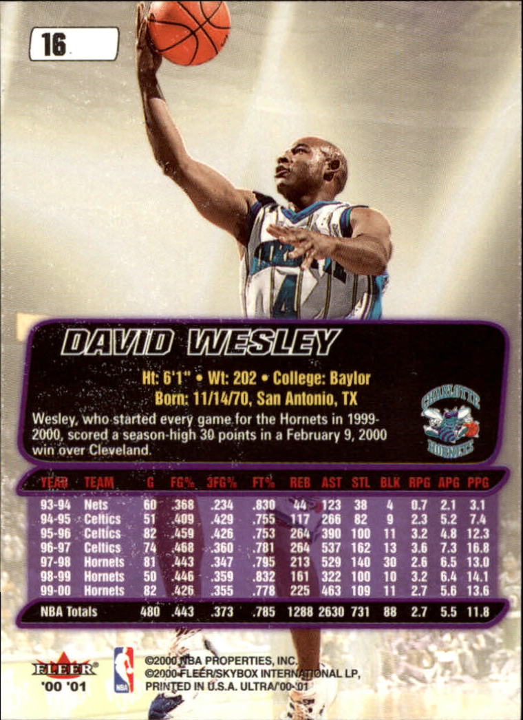 2000-01 Ultra #16 David Wesley back image