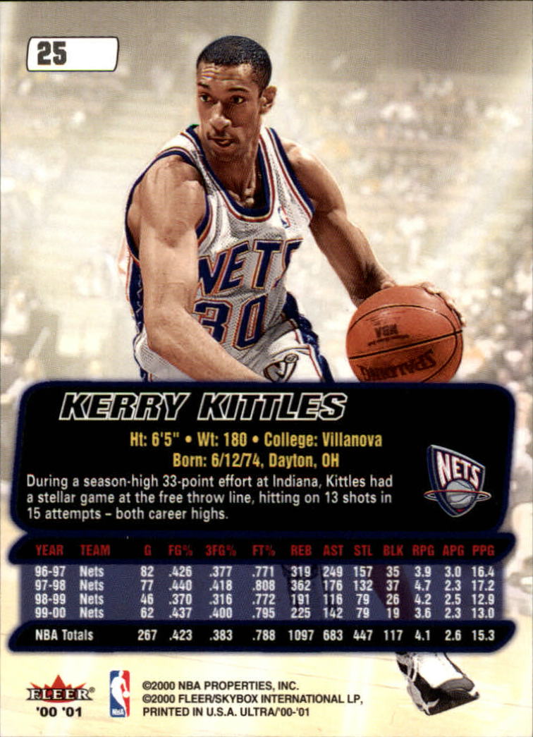 2000-01 Ultra #25 Kerry Kittles back image