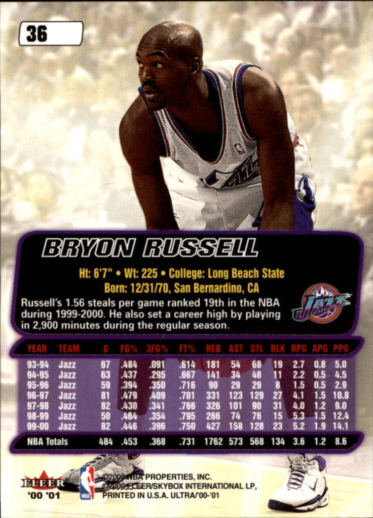 2000-01 Ultra #36 Bryon Russell back image