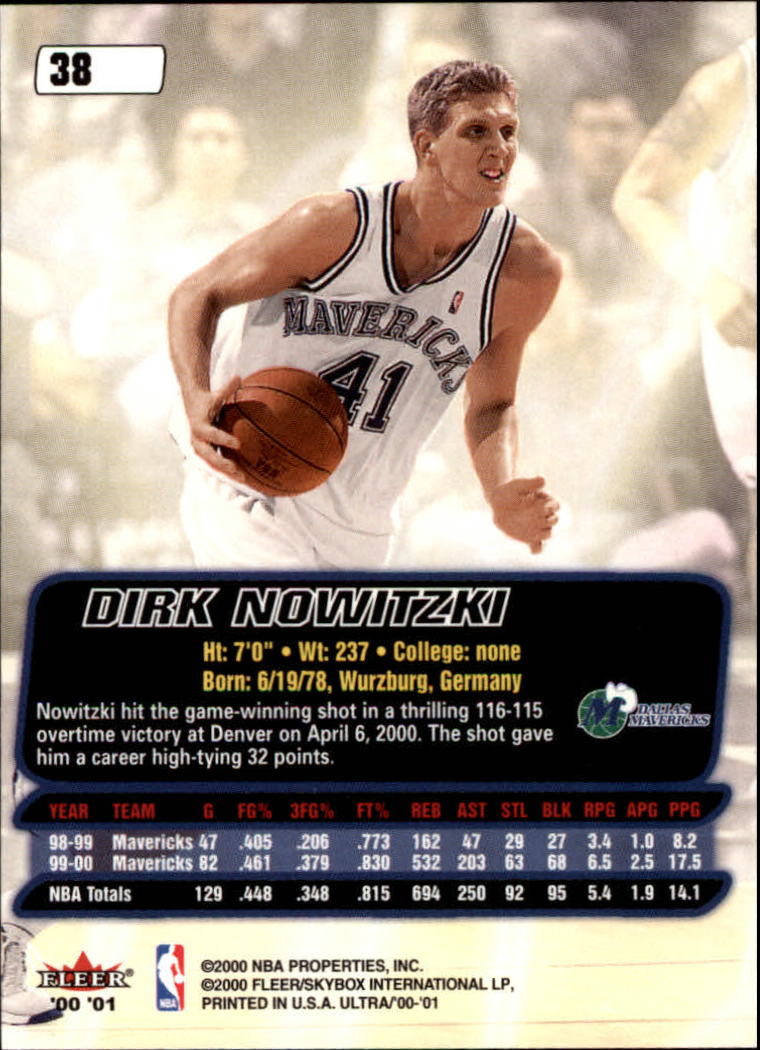 2000-01 Ultra #38 Dirk Nowitzki back image