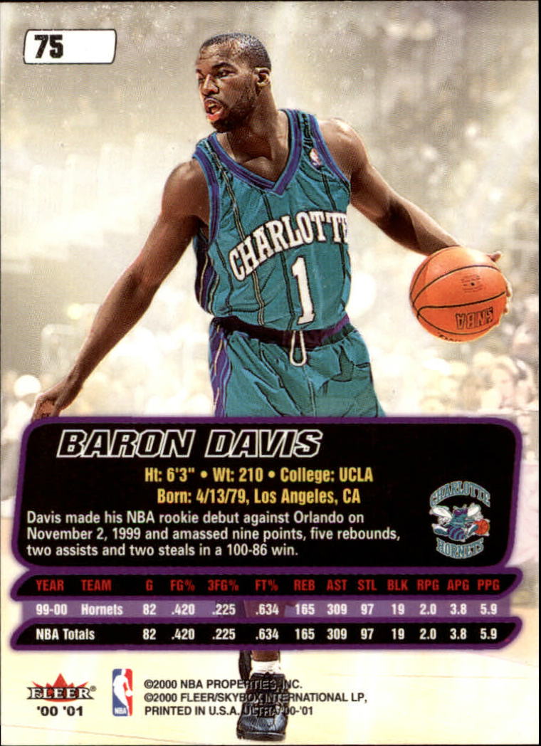 2000-01 Ultra #75 Baron Davis back image