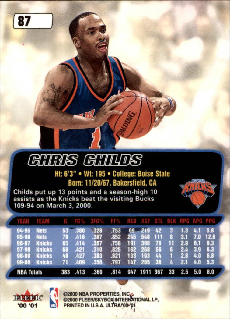 2000-01 Ultra #87 Chris Childs back image