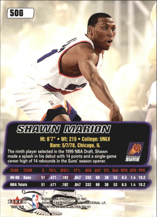 2000-01 Ultra Gold Medallion #50 Shawn Marion back image