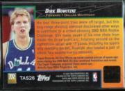 2000-01 Topps Reserve Game Jerseys #TAS26 Dirk Nowitzki B back image