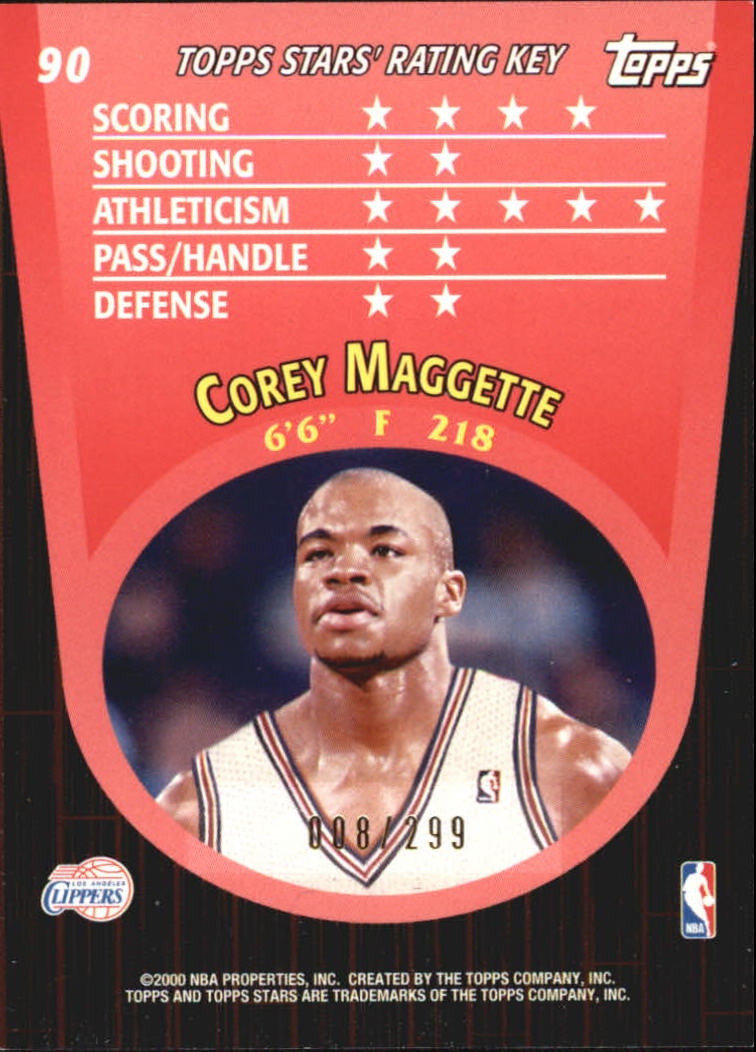 2000-01 Topps Stars Parallel #90 Corey Maggette back image
