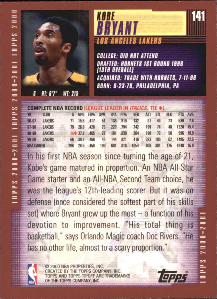 1999 Topps NBA Tipoff Kobe Bryant