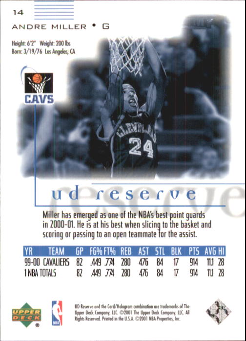 B1404- 2000-01 UD Reserve Basketball Card #s 1-120 -You Pick- 15+ FREE US SHIP - Picture 11 of 45