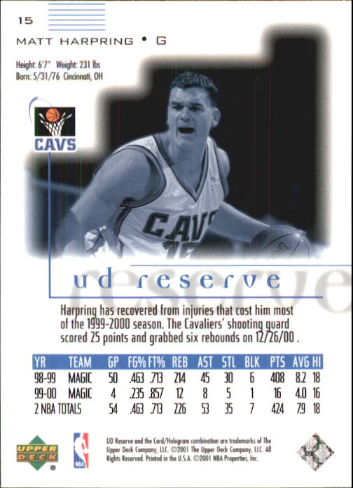 B1404- 2000-01 UD Reserve Basketball Card #s 1-120 -You Pick- 15+ FREE US SHIP - Picture 13 of 45