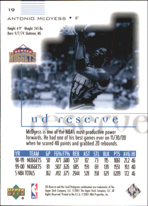 B1404- 2000-01 UD Reserve Basketball Card #s 1-120 -You Pick- 15+ FREE US SHIP - Picture 15 of 45