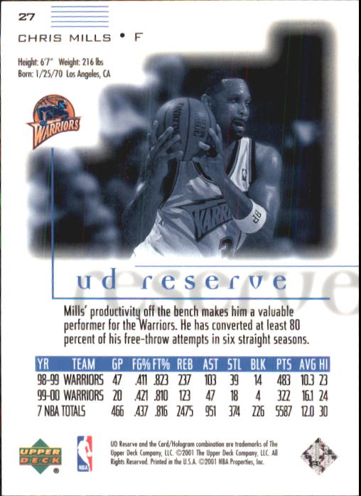 B1404- 2000-01 UD Reserve Basketball Card #s 1-120 -You Pick- 15+ FREE US SHIP - Picture 23 of 45