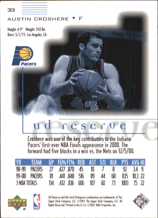 B1404- 2000-01 UD Reserve Basketball Card #s 1-120 -You Pick- 15+ FREE US SHIP - Picture 27 of 45