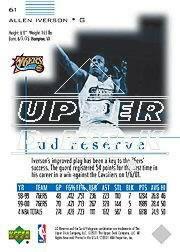 2000-01 UD Reserve #61 Allen Iverson back image